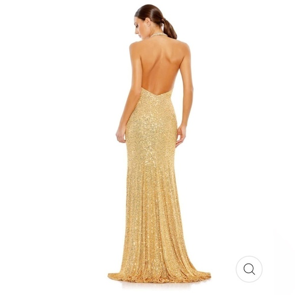 Mac Duggal SEQUINED HIGH NECK RHINESTONE TRIM COLUMN GOWN size 6 NEW Sold Out - Picture 3 of 16